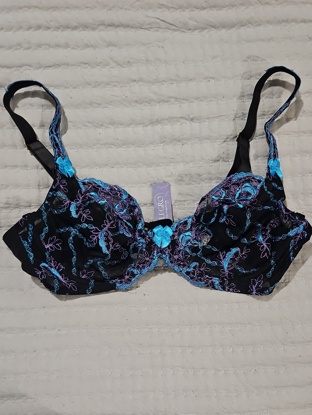 Alegro Black, Blue & Purpke Underwire Lace Bra Sz 34C NWT's